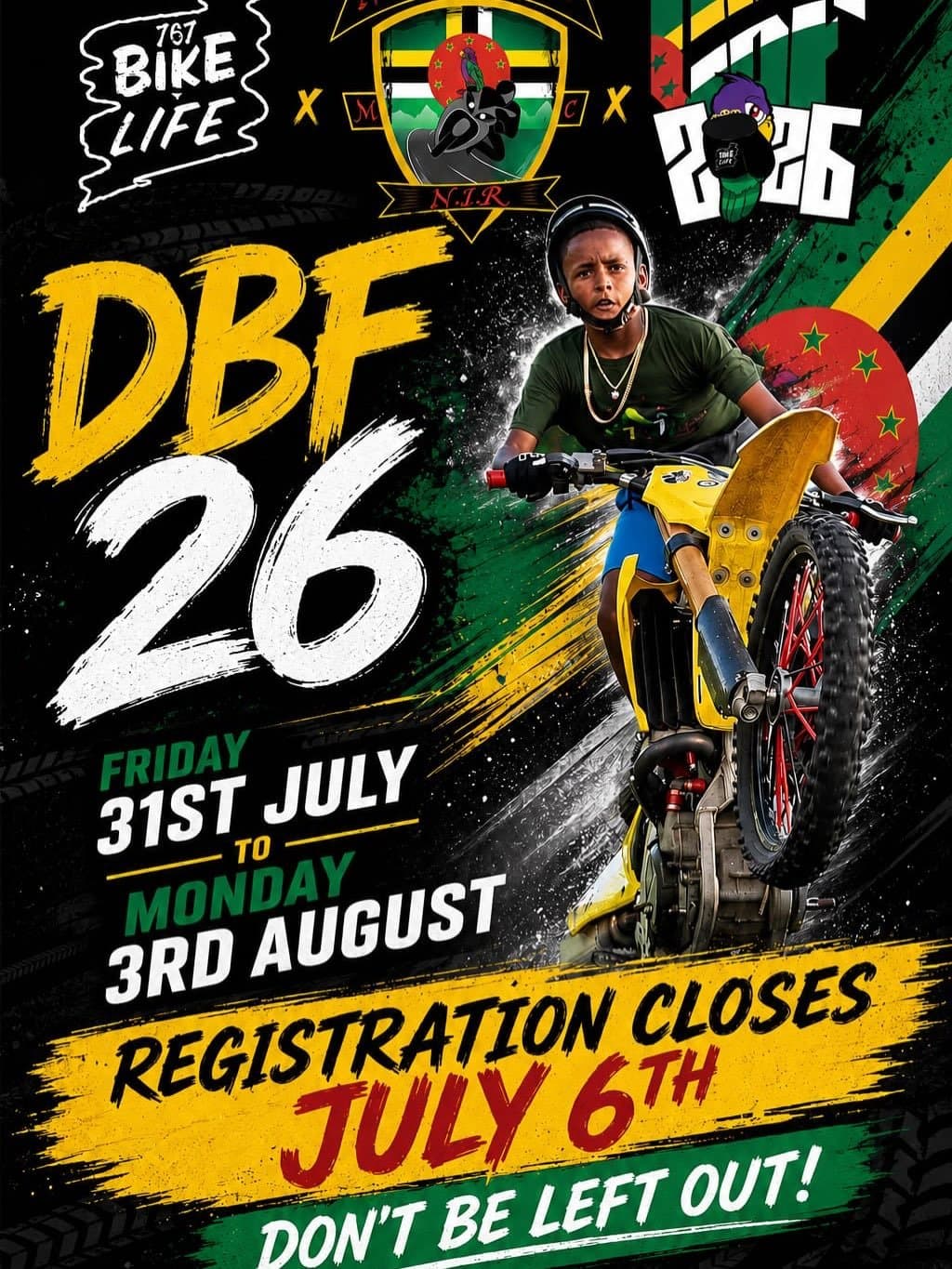 Dominica Bike Festival - IronMan Drag Day 26 event flyer